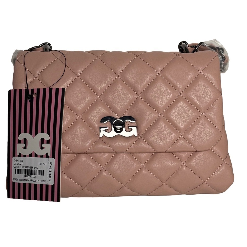 GILDA PARIS Red Quilted Medium Crossbody Messenger Bag in Blush NWT